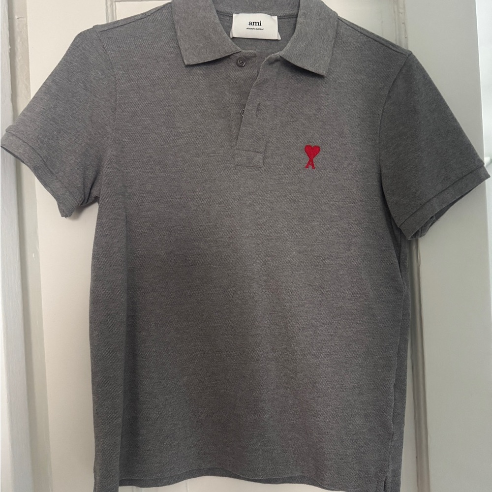 Ami Alexandre Mattiussi Polo in gray with Red Emblem